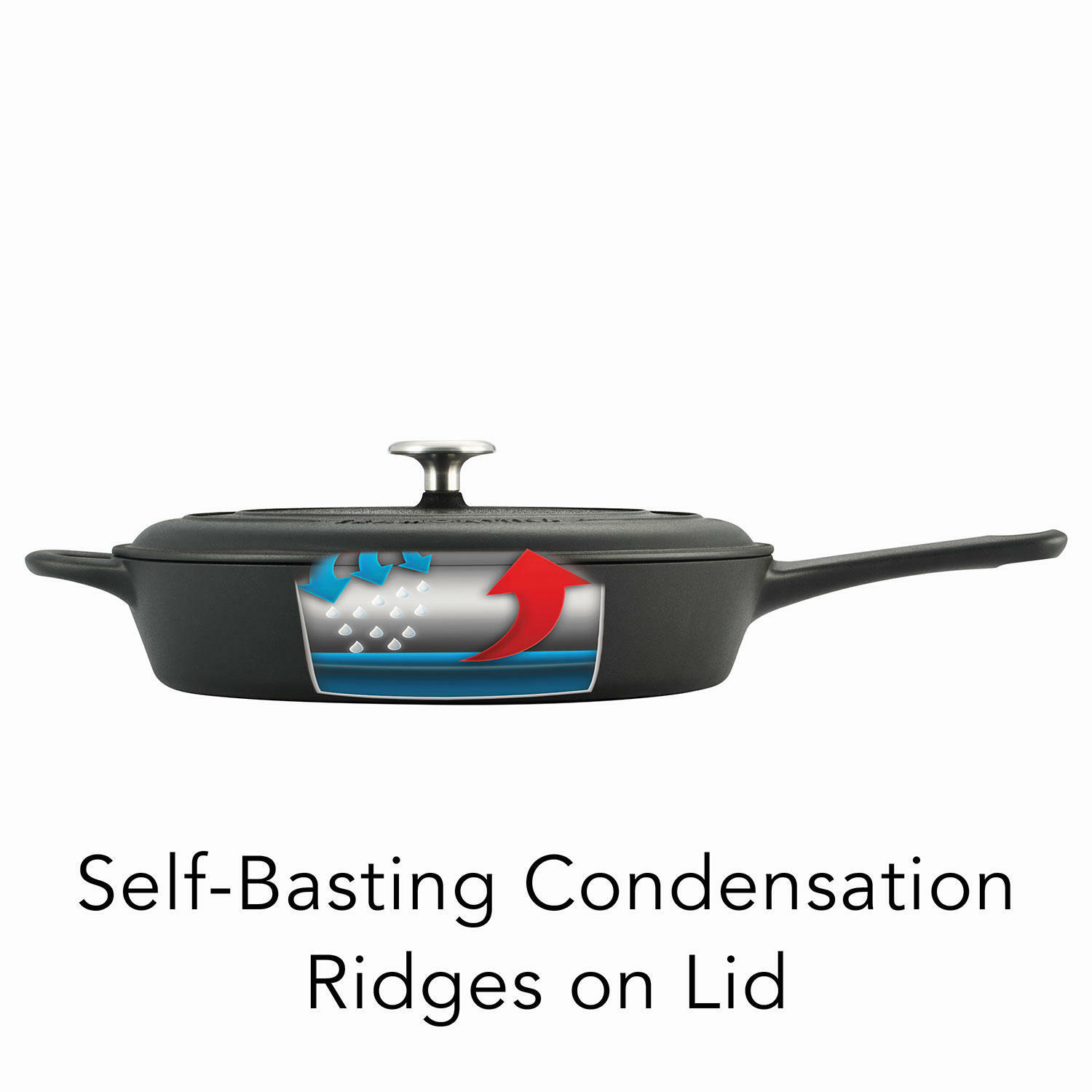 Tramontina 12″.5 Covered Cast Iron Skillet W/ Stainless Steel Knob Lid
