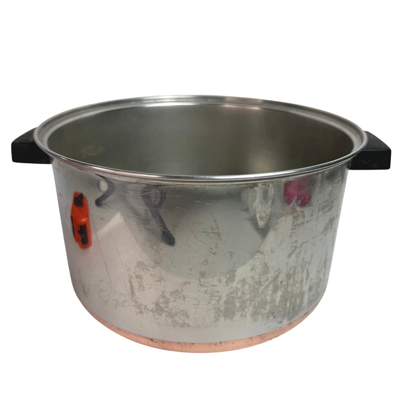 Ekco Flint 6 QT Stock Pot Stainless Steel Thick Copper Bottom Vintage No Lid