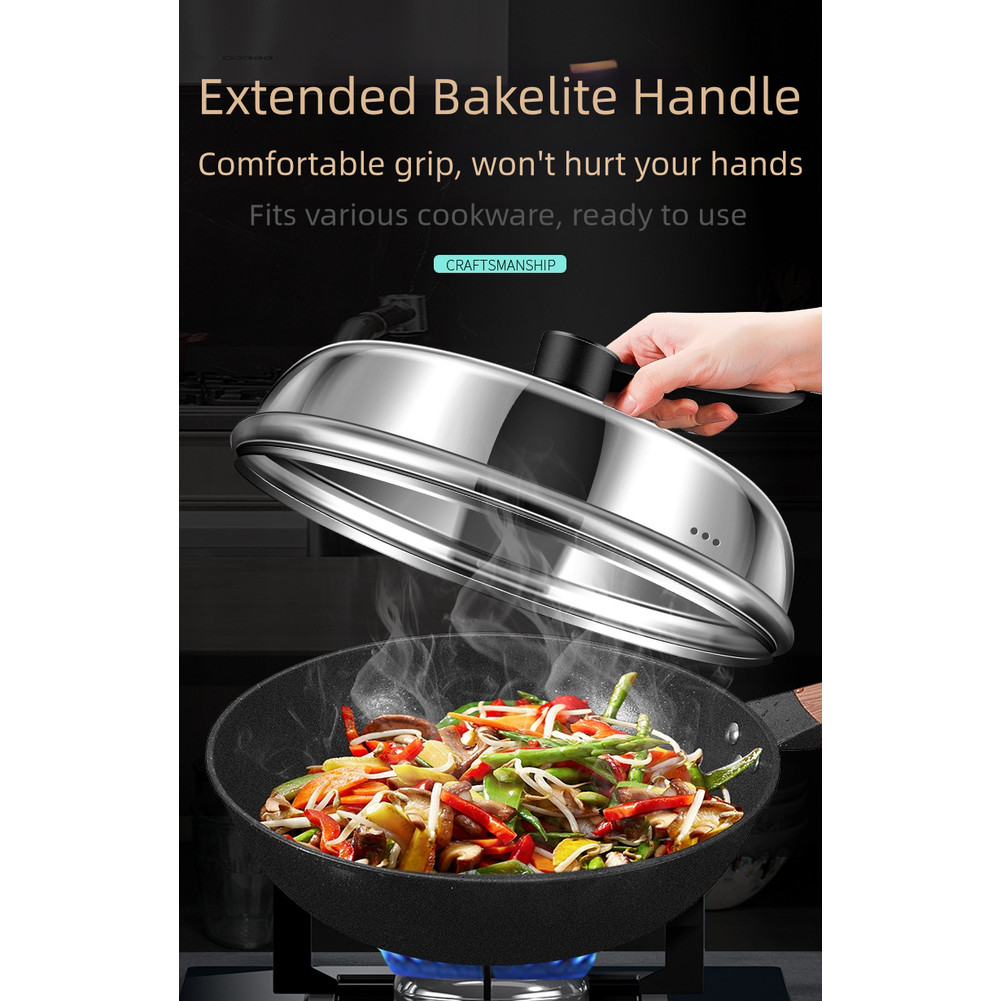 Multi Size Stainless Steel Pot Lid with Tempered Glass and Cool Bakelite Handle