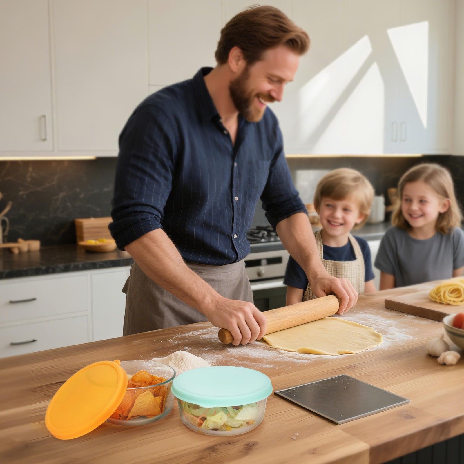 4 Cup Silicone Storage Cover Lids | Leak-Proof for Anchor Hocking & Pyrex 4 Pack