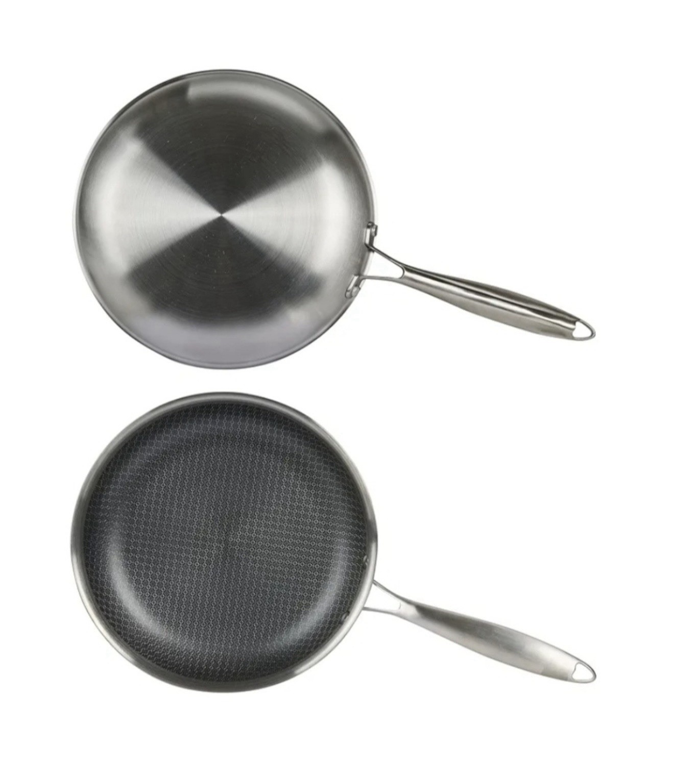 Servappetit 10 in Stainless Steel Hex Lined Non-Stick Skillet, Silver/Black