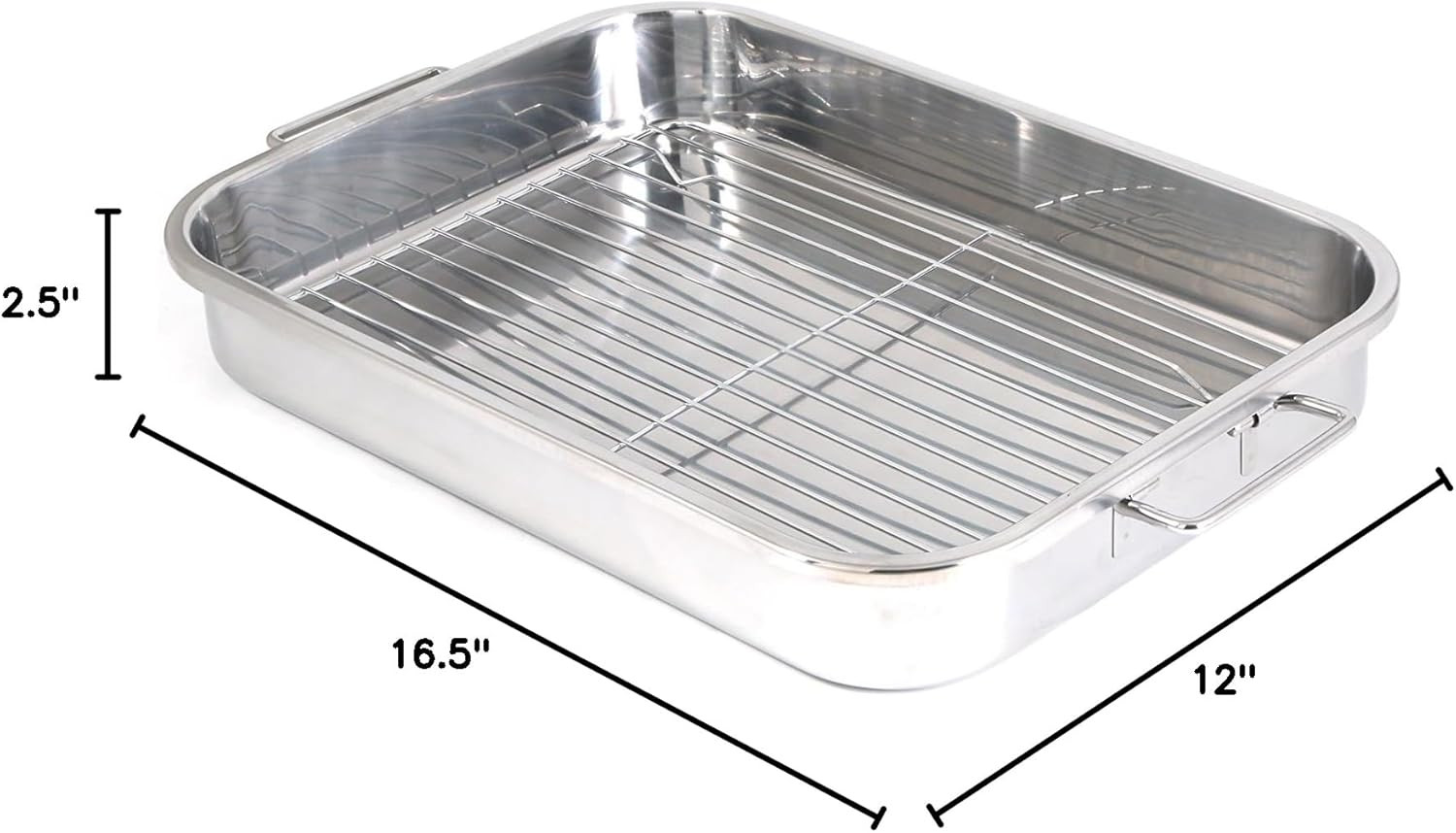 4-Piece Stainless Steel Lasagna Roasting Pan Set w Racks 12.5×9.5 16.5×12