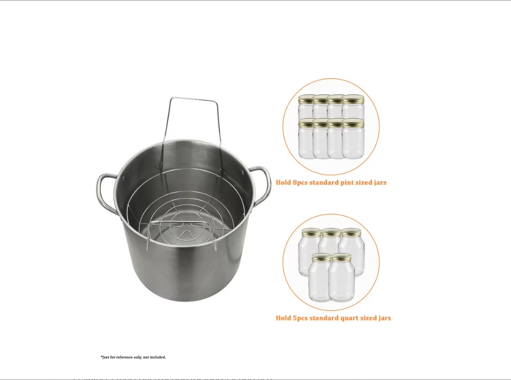 Mainstays 21.5 Quart Stainless Steel Canning Pot with Rack, Dual Water Bath Cann