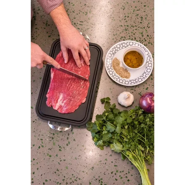 Char-Broil Grill Cookware Deep Dish Pan & Cutting Board – Silver/Black