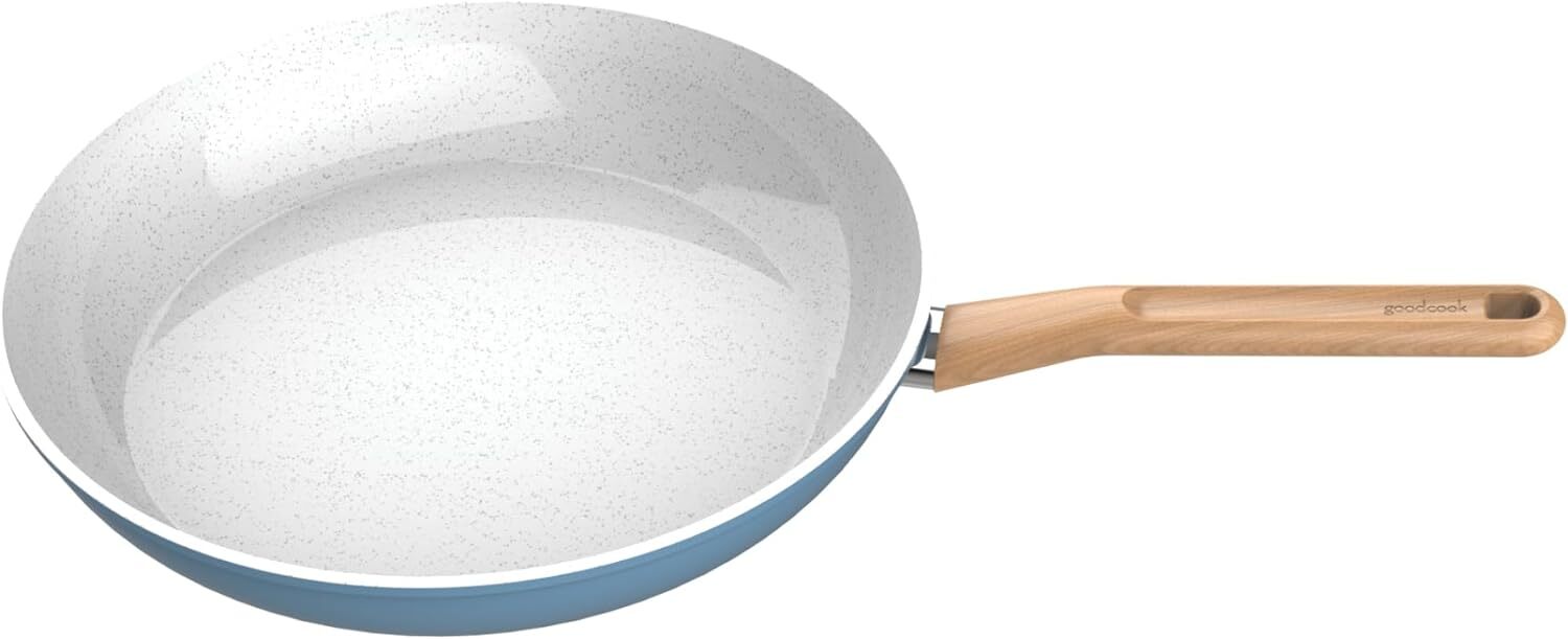 GoodCook 12″ Healthy Ceramic Titanium-Infused Fry Pan, Light Blue
