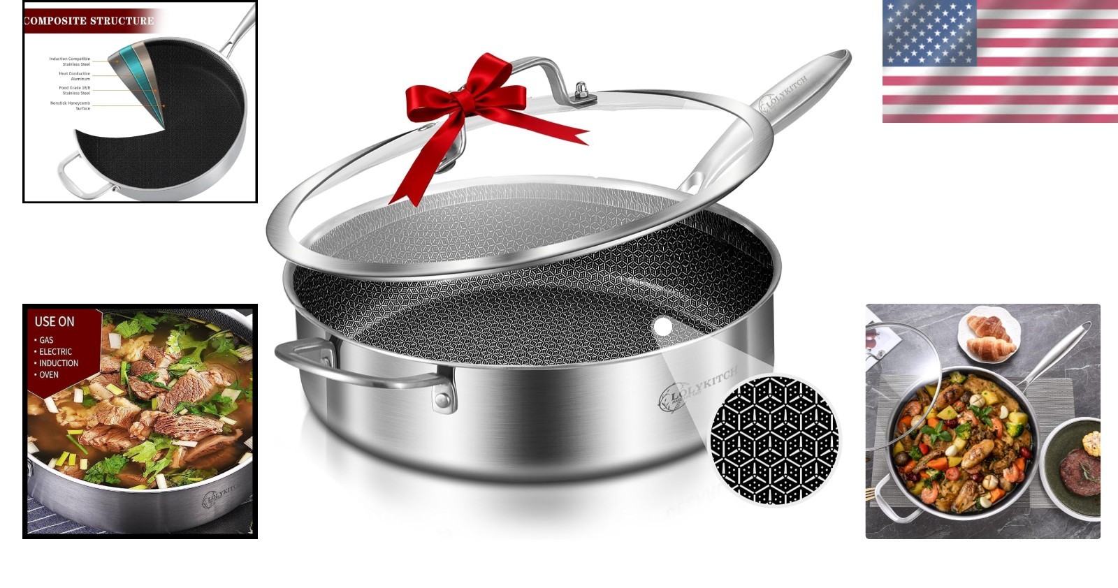 12 Inch 6 Qt Nonstick Deep Frying Pan with Lid for Family Cooking Compatible …