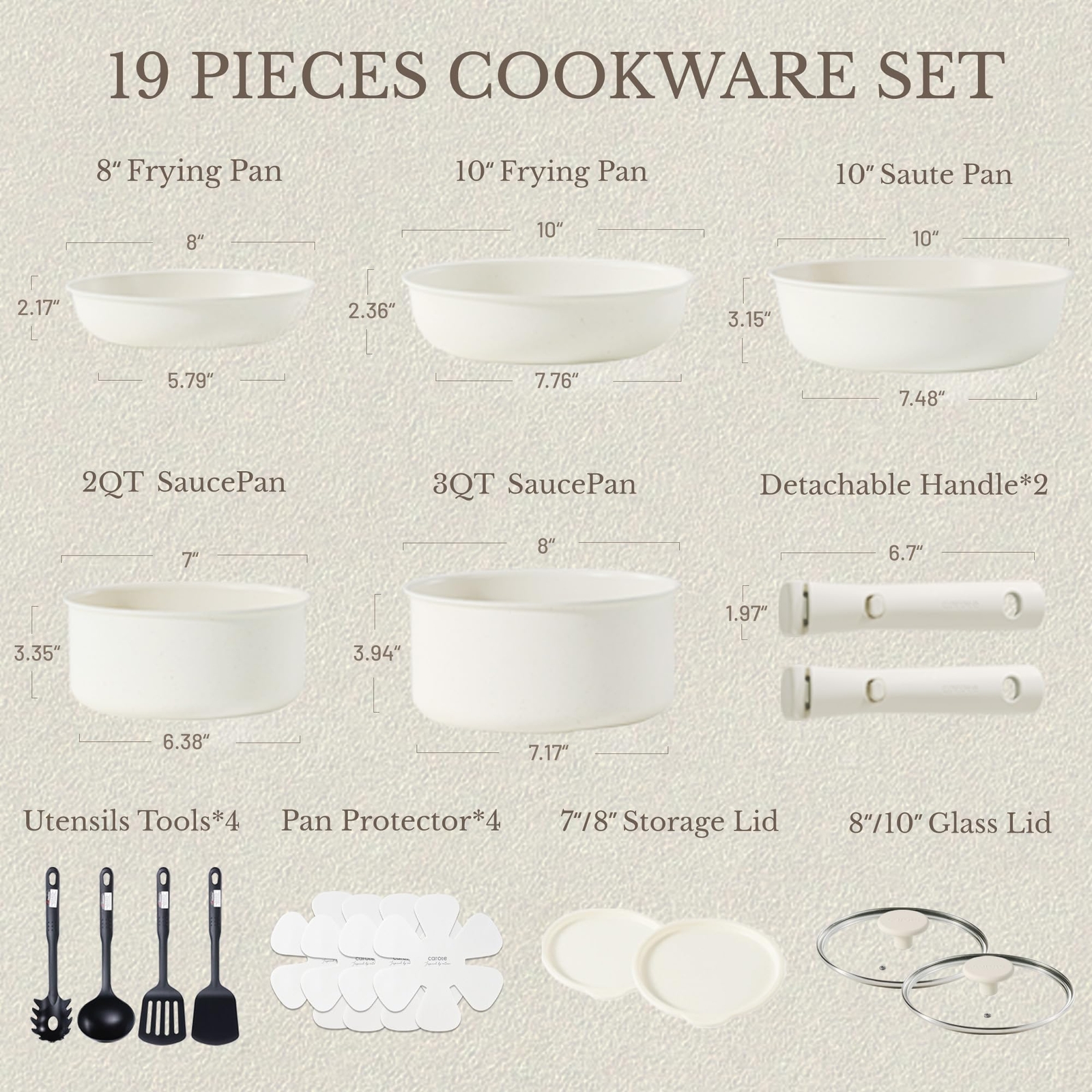 19pcs Pots and Pans Set Non Stick, Cookware Sets, Kitchen Set, Oven/Fridge Safe,
