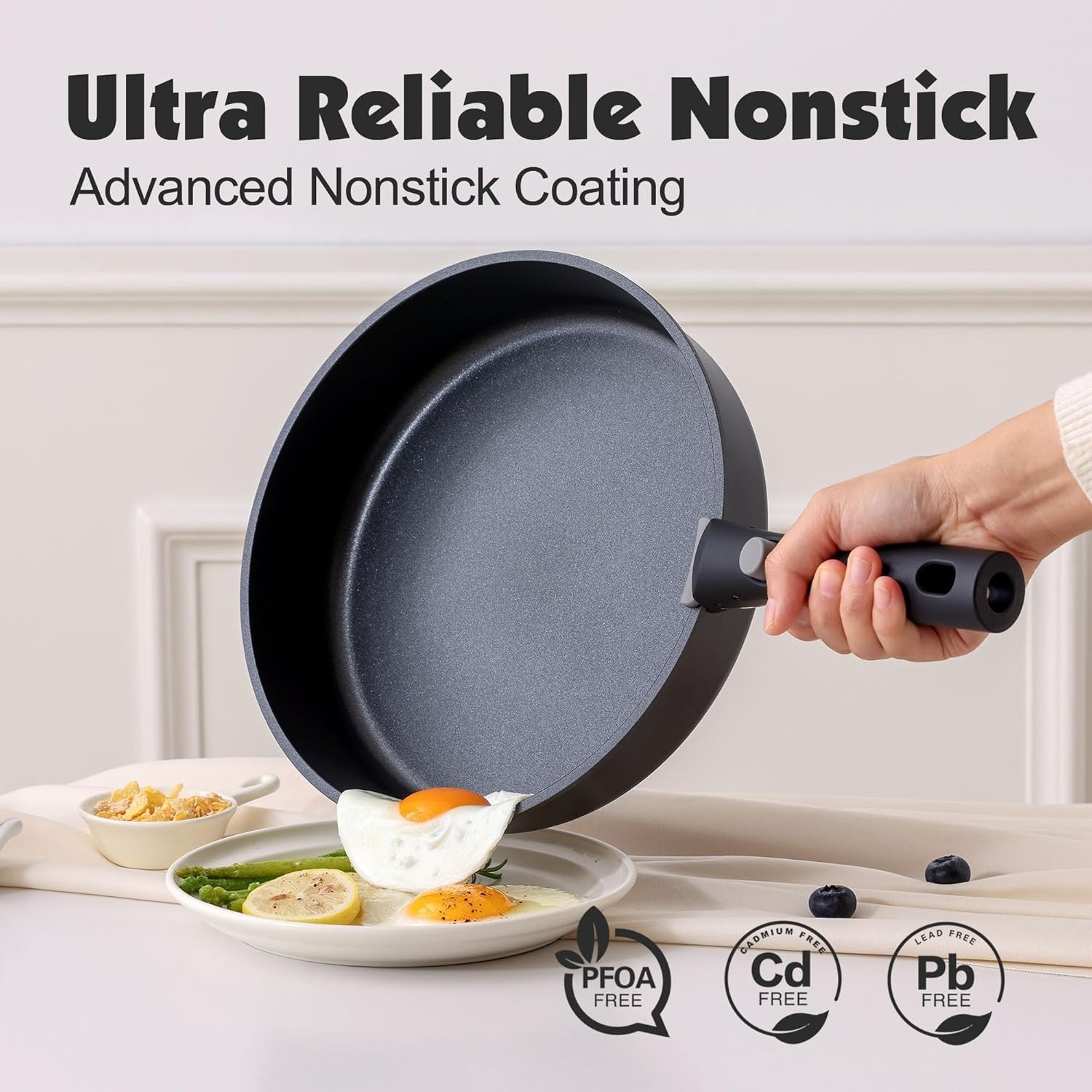 17 Piece Nonstick Cookware Set with Removable Handle Induction Safe Kitchen P…