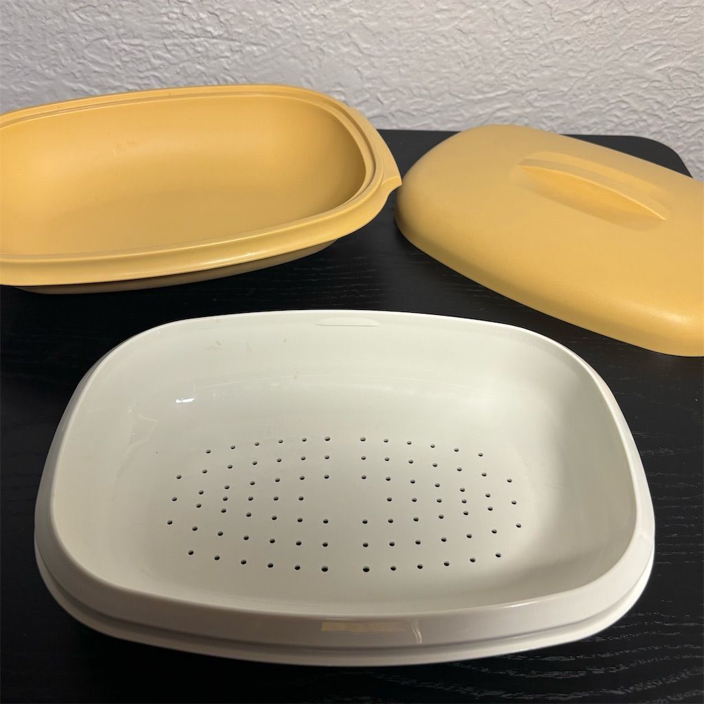 Vintage Tupperware Harvest Gold 3 piece Steamer
