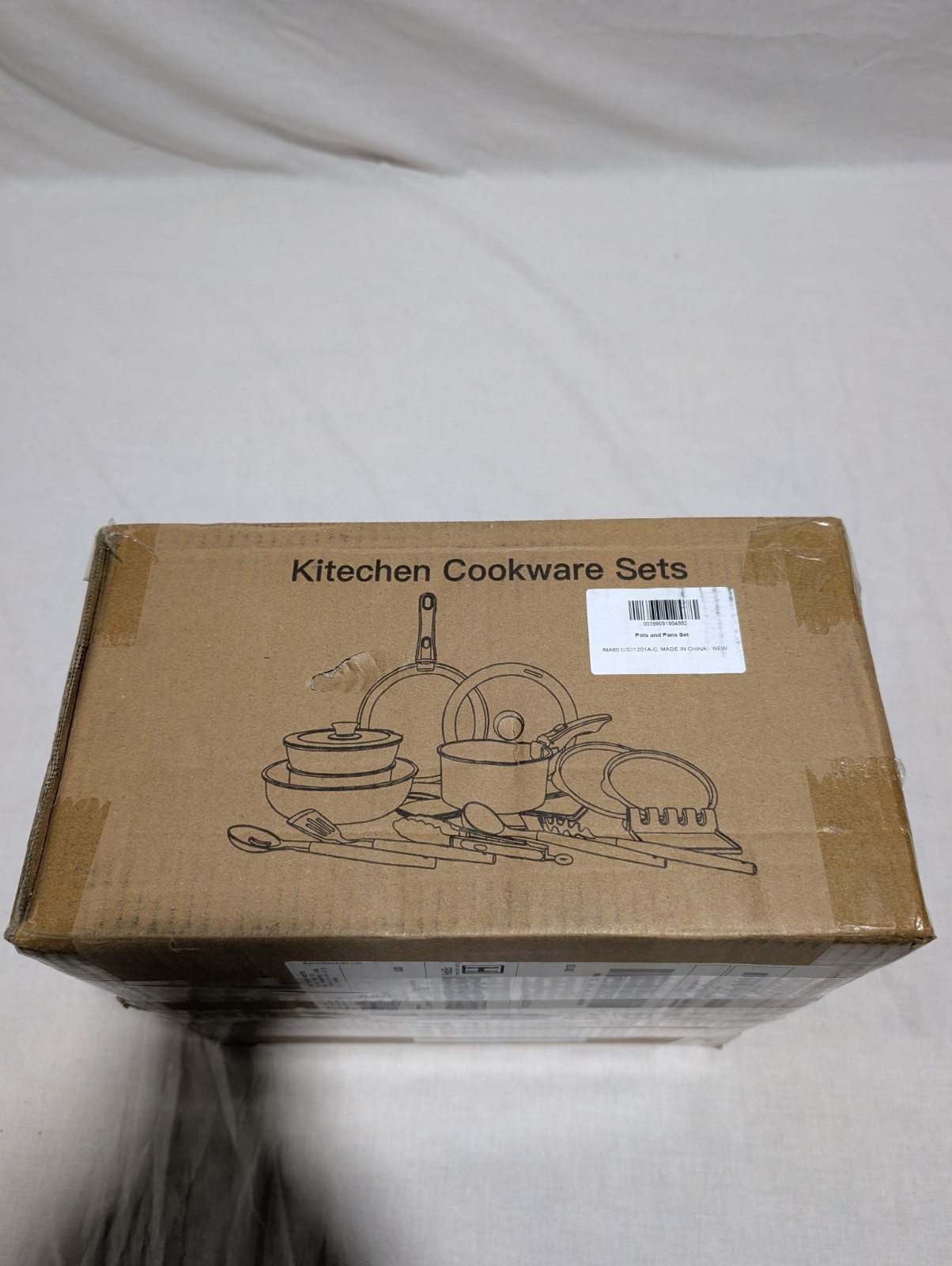 Astercook 20 Piece Cookware Set Non Stick Detachable Handles Cream White