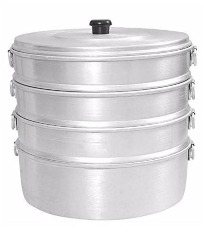 Aluminium Momos Steamer 4 Tier Capacity 5 Liters Dia 8 In,Silver