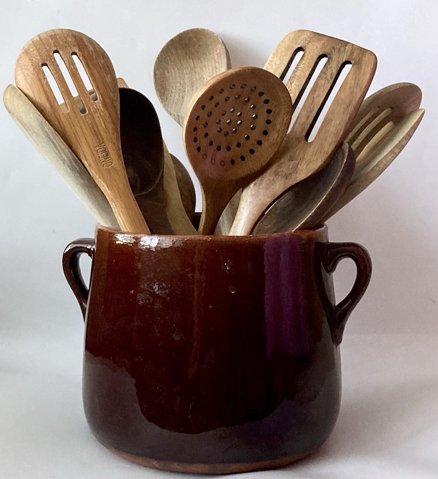 Vulcania Pottery Crock Bean Pot Utensils Planter Terracotta Brown #16 Italy