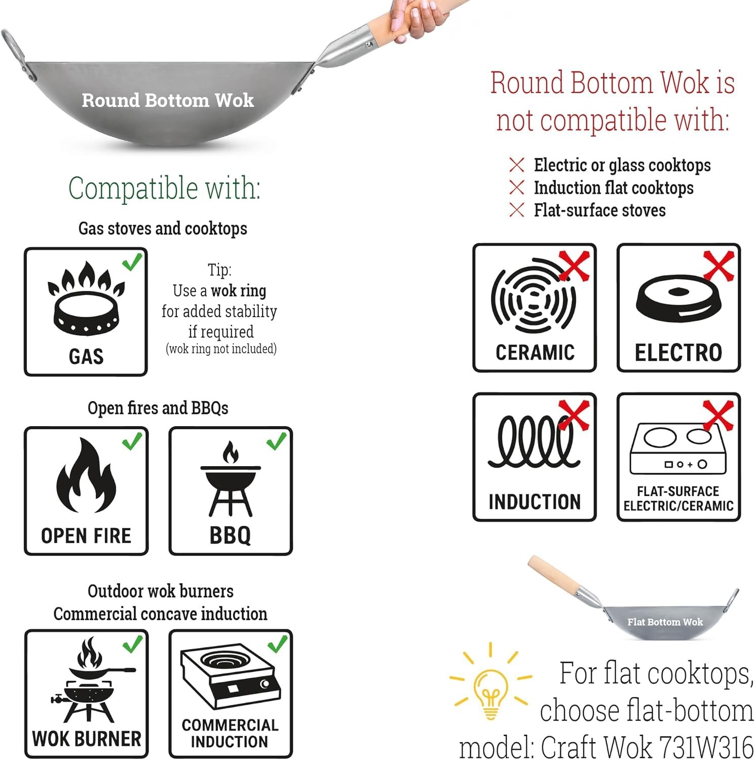 Love Wok 14 Inch Traditional Hand Hammered Carbon Steel Wok Gas Stove Suitable