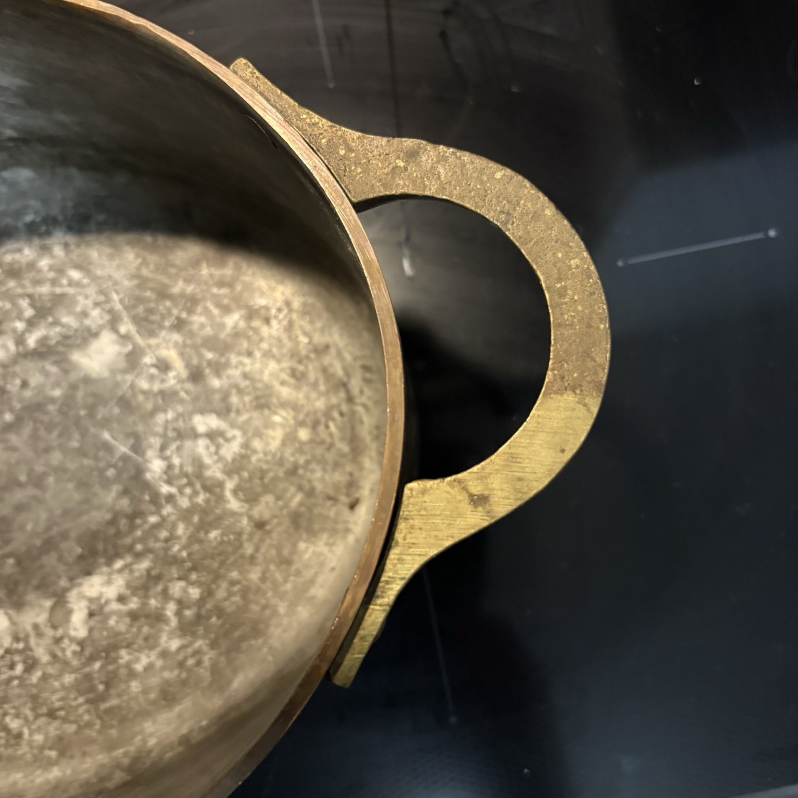 RARE 8lb Metaux Ouvres-Vesoul Copper Dutch Oven w Lid Heavy Cast Brass Handles