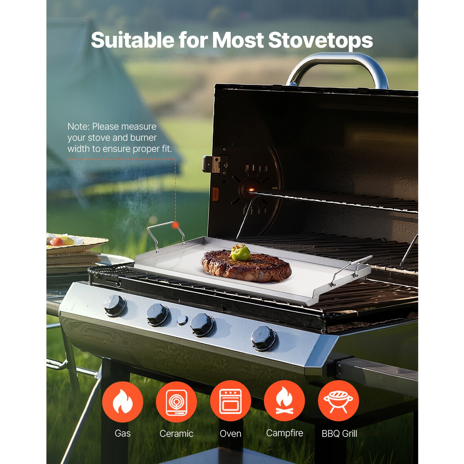 23×16 in Flat Top Griddle Stainless Steel BBQ Grill Pan