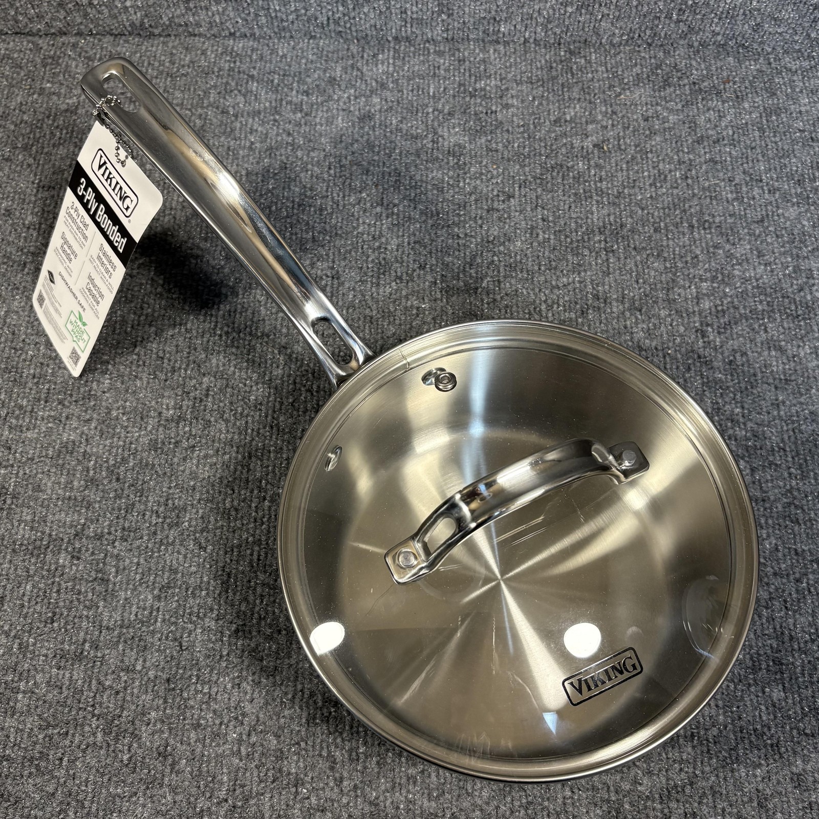 Viking 3-Ply Bonded Saucepan 2.25 Qt Stainless Steel Glass Lid Silver Induction