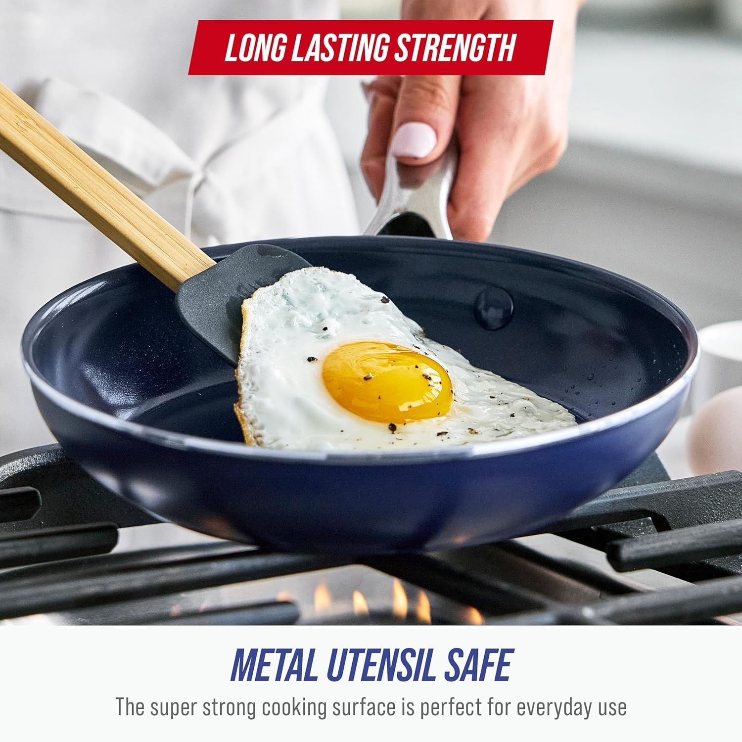 Ergonomic 8” Frying Pan with Stainless Steel Handle – Dishwasher Safe Design