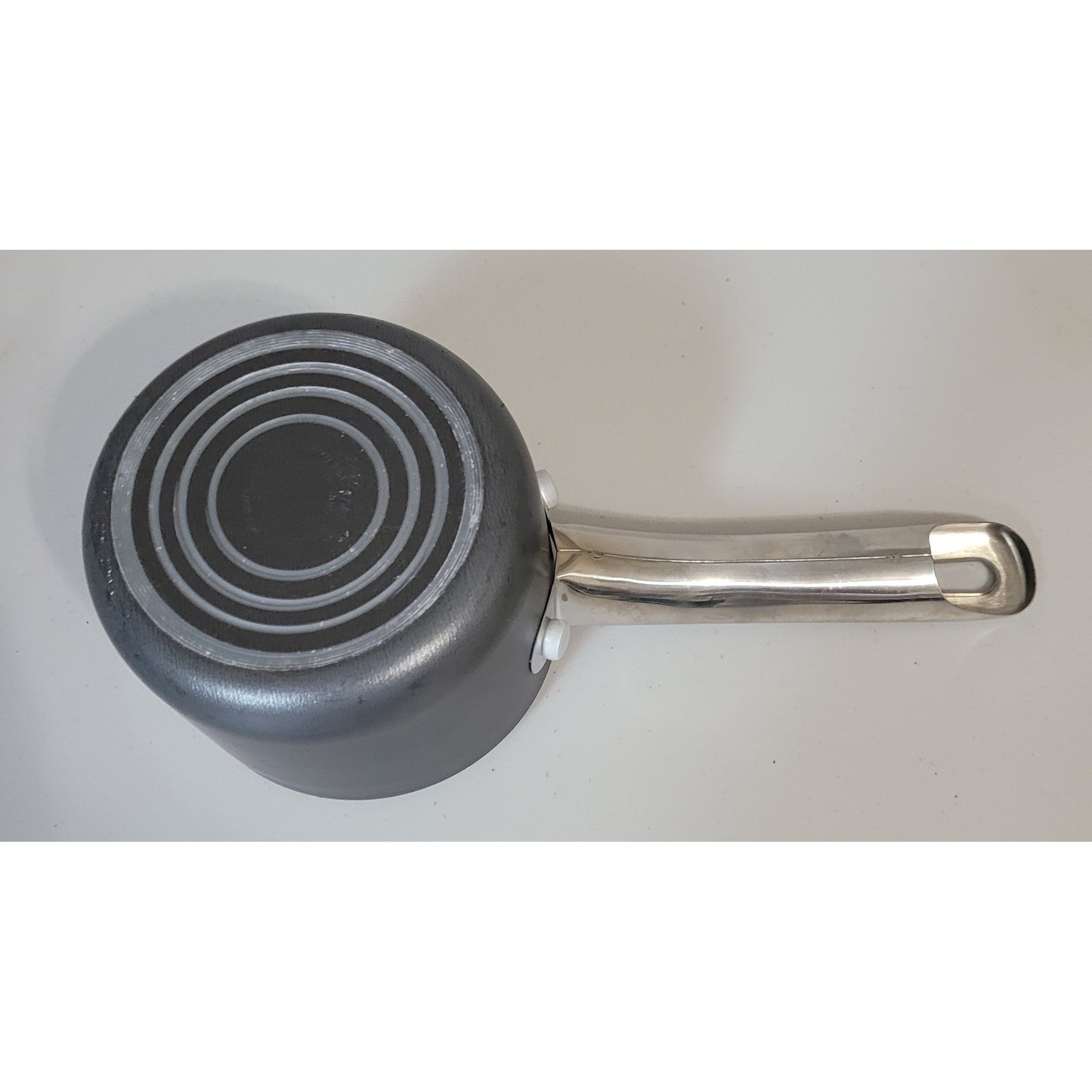 Small Non-Stick Saucepan with Pour Spout Dark Gray Stainless Steel Handle 1Qt