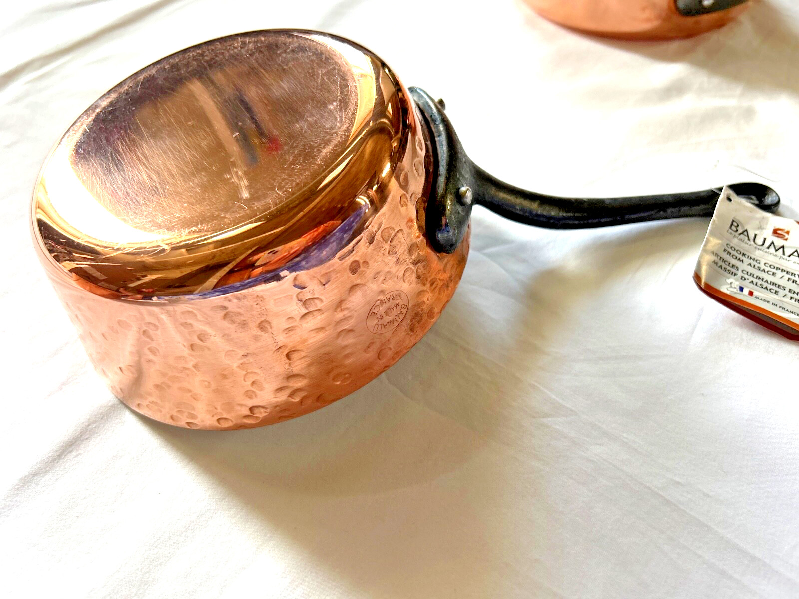 BAUMALU Copper 2 mm Saute Pans and Pots Mixed set of 3 Alsace France New