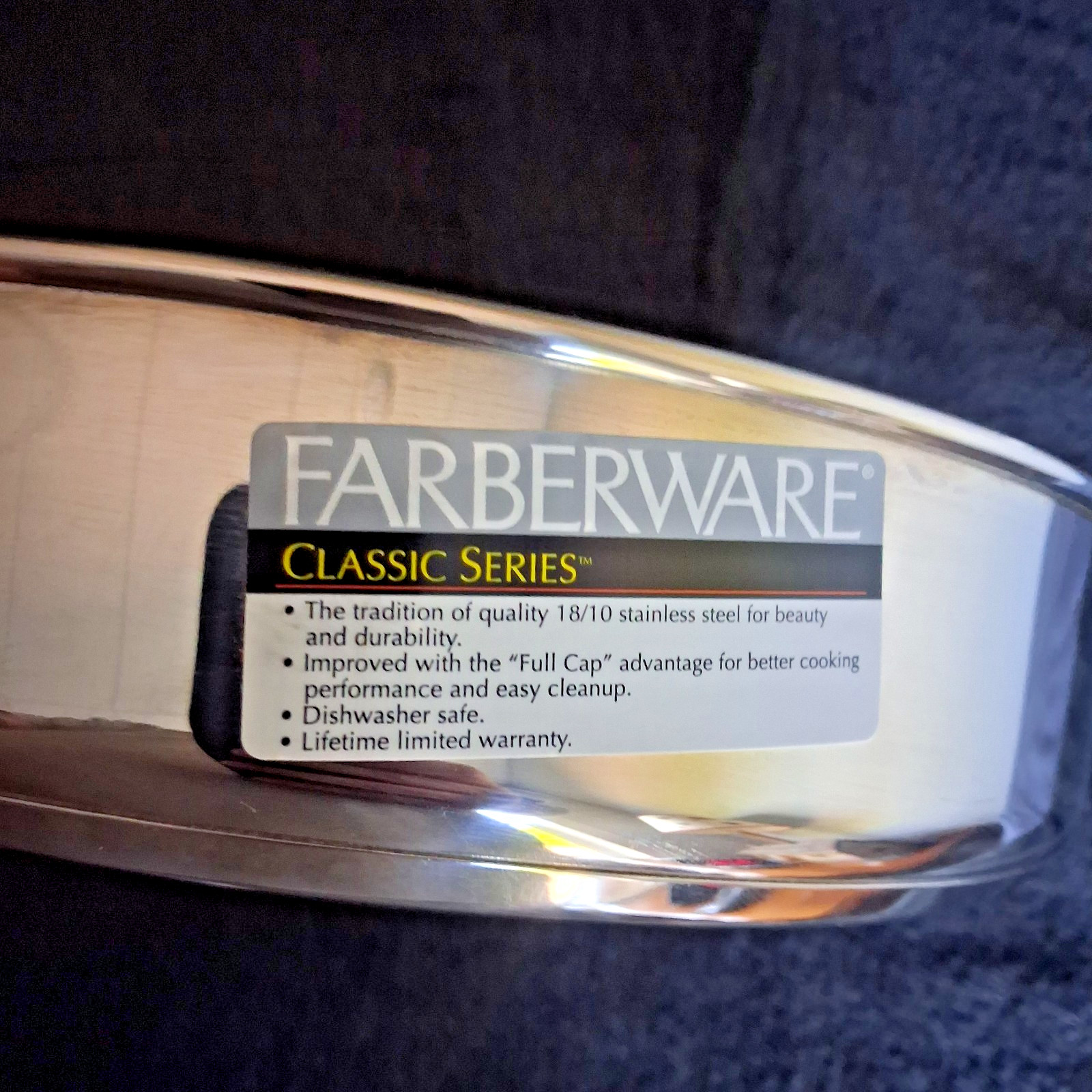 Farberware Classic Stainless Steel Covered Fry Pan 12″ With Helper Handle New
