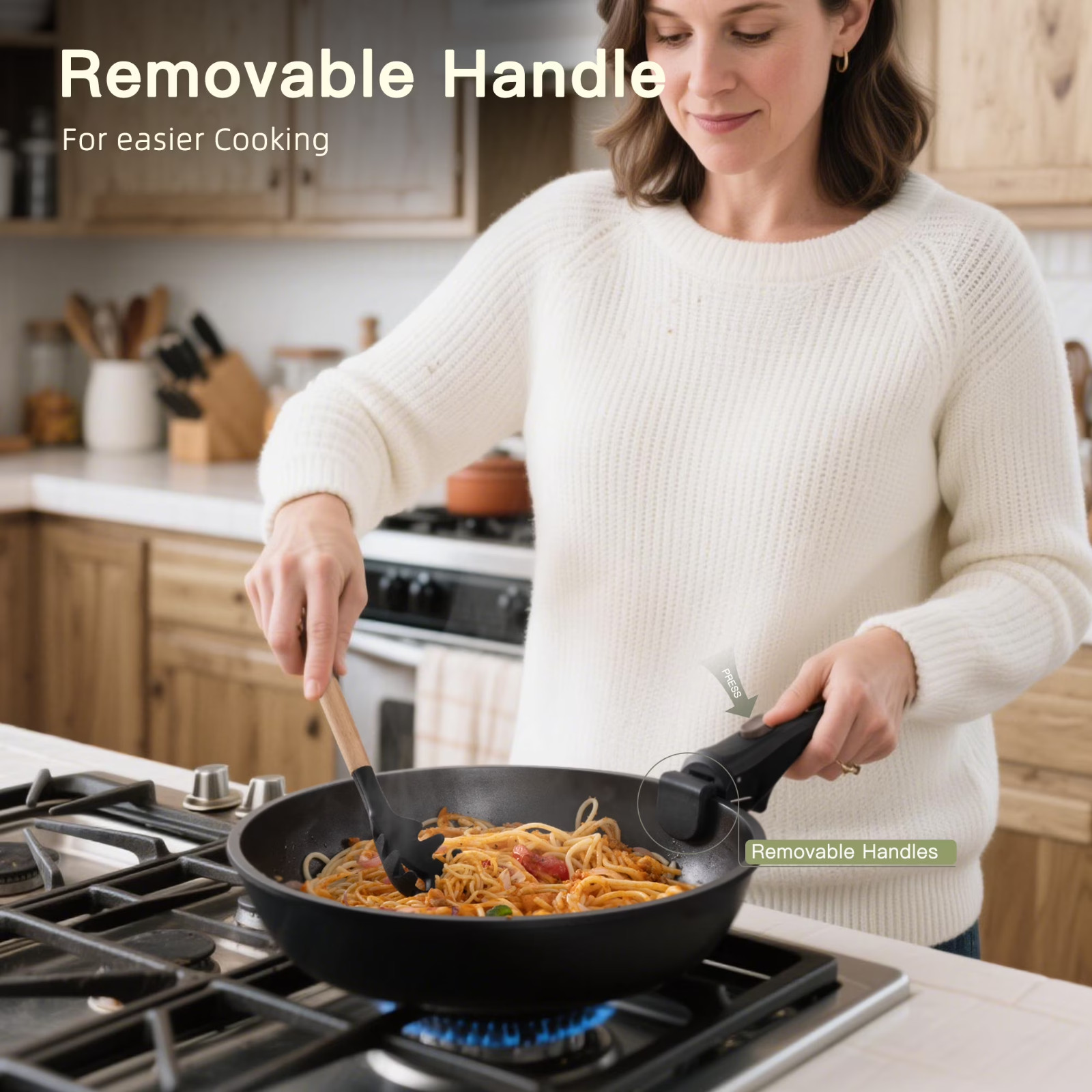 Astercook 20-Piece Nonstick Cookware Set Detachable Handles Induction Stack