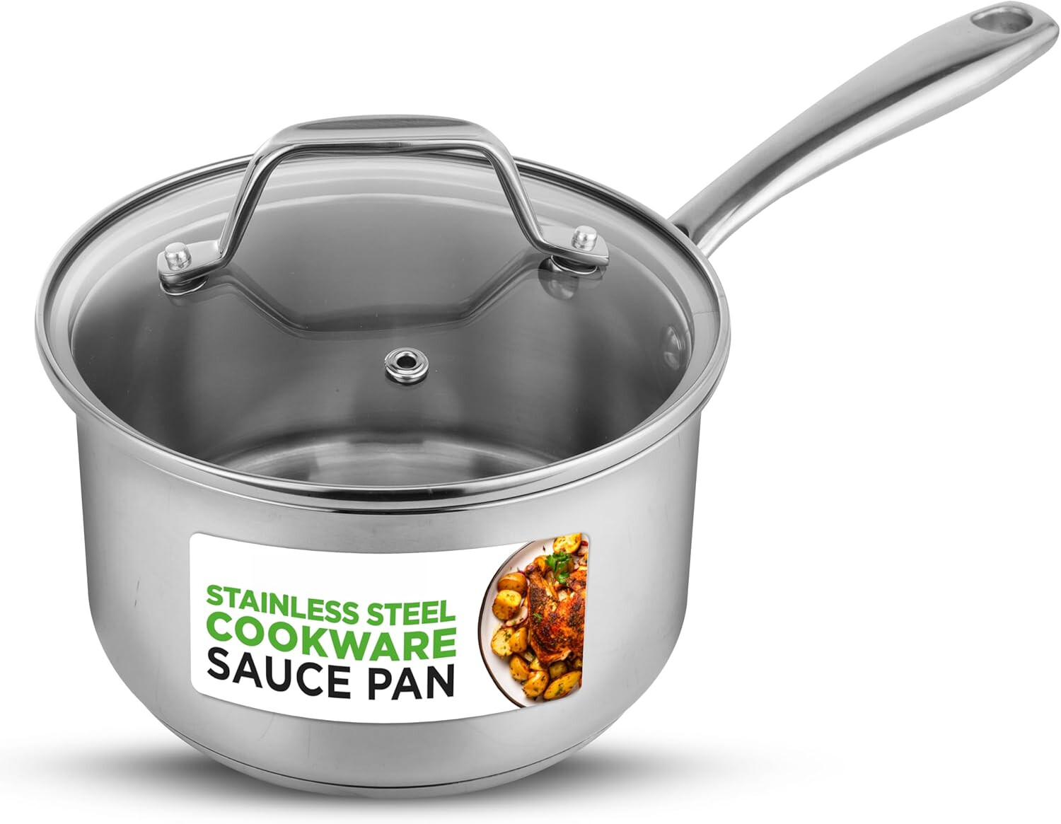 2-Quart Stainless Steel Pot with Lid -Heavy Duty Crock-Pot with Ergonomic Handle