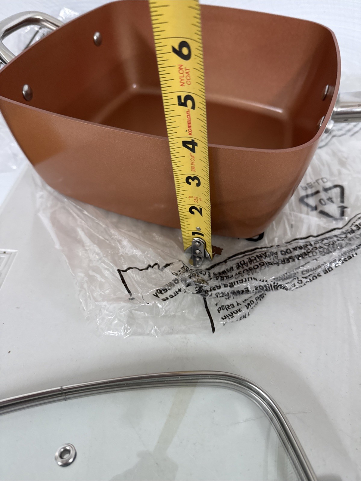Copper Chef 9.5″ Square 4″ Deep Fry Pan Skillet Glass Lid, Basket &ibooklet NEW
