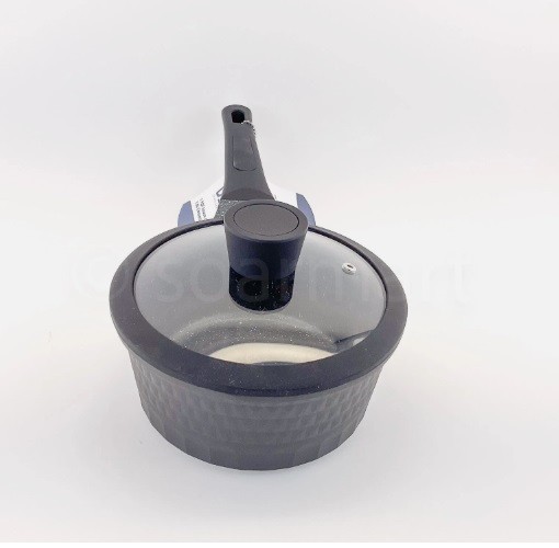 Premium Saucepan Casserole NonStick With Lid 7 inch 1.9 Qt Black Deane&White New