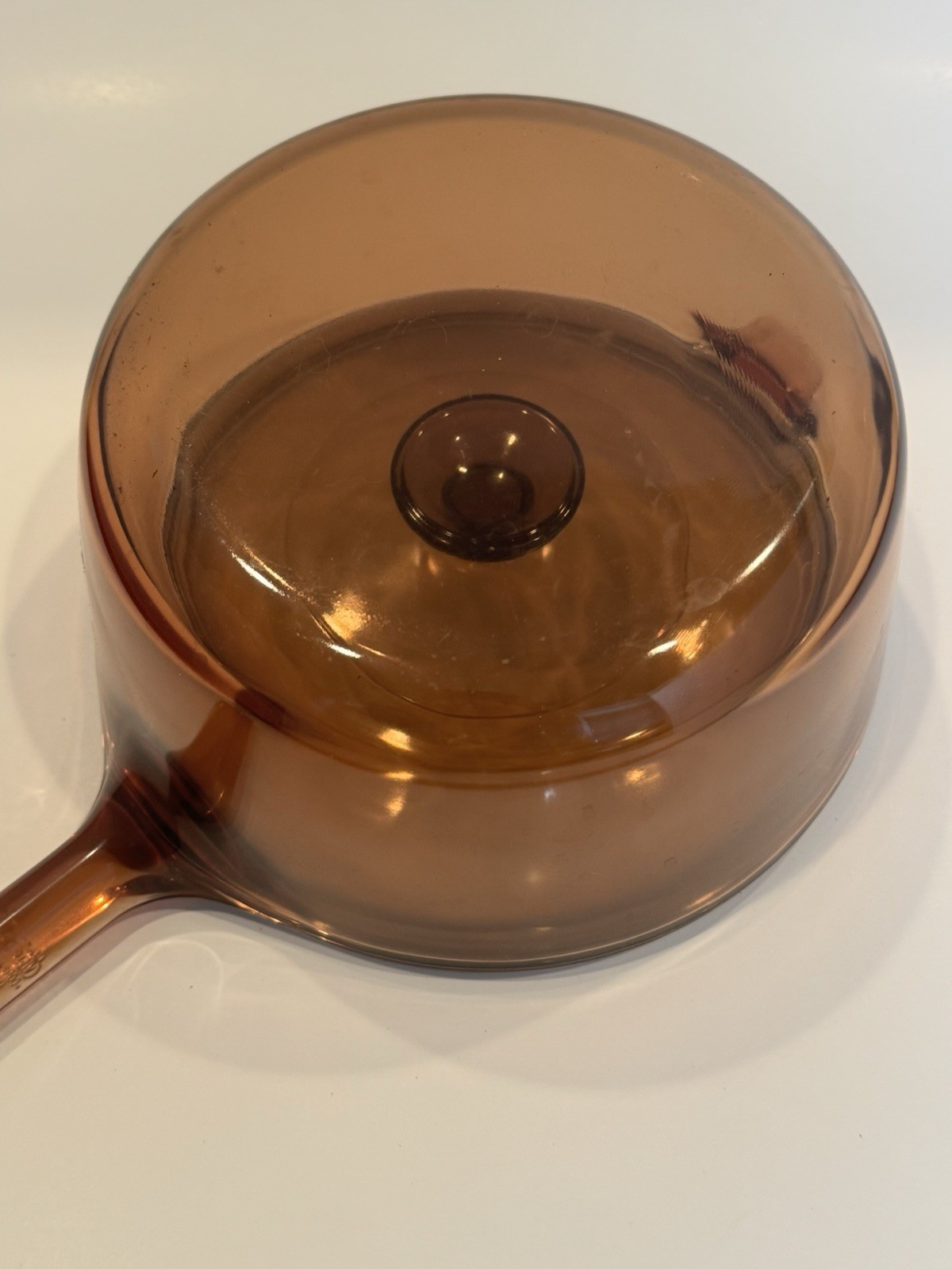 Vintage Corning Visions Amber Glass 2.5L Saucepan Pot with Lid V-2.5-B USA