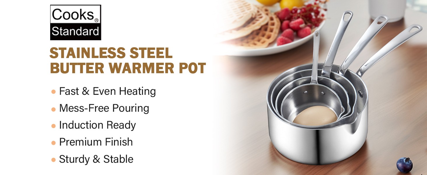 Multi-Ply Clad Butter Warmer Set, Small Stainless Steel Sauce Pan, Mini Butter
