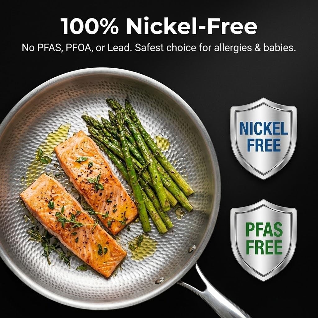 Titanium Frying Pan with Lid 11.8” – PFAS Free & Scratch Resistant Cookware