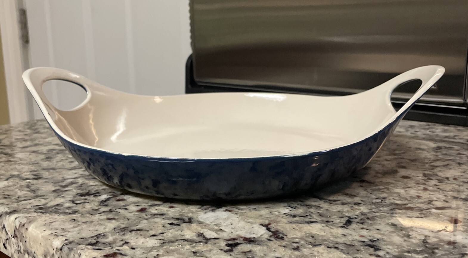 Technique Navy Blue Enamel Cast Iron Skillet Frying Pan Double Handle 11.5 Inch
