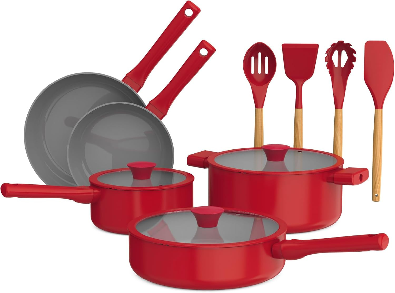 Bella 12 Piece Cookware Set with Ceramic Nonstick Coating & Utensils