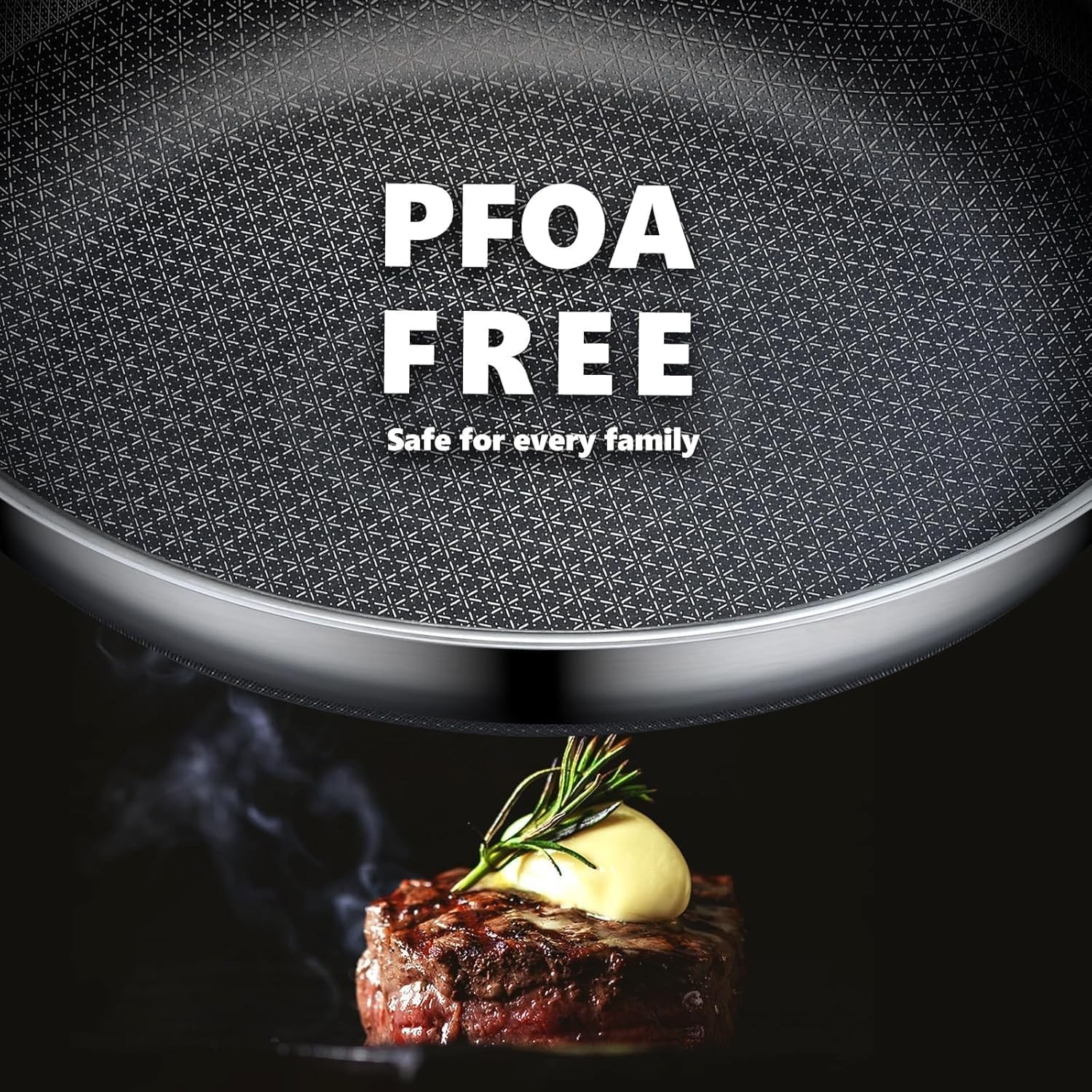 Nonstick Frying Pans Set with Lids 8 10 12 Hybrid Skillet Cookware Set