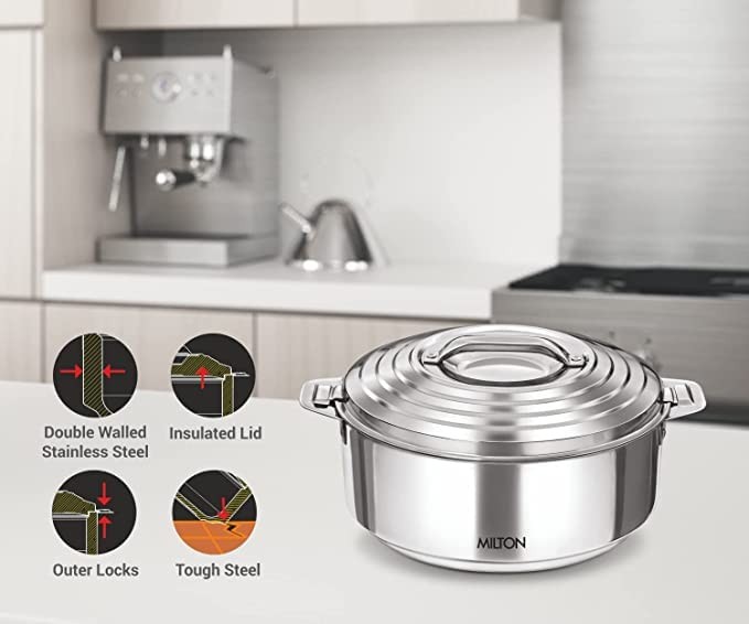 Milton Galaxia 2500 Insulated Stainless Steel Casserole 2.6 Qt 10 Cups Silver
