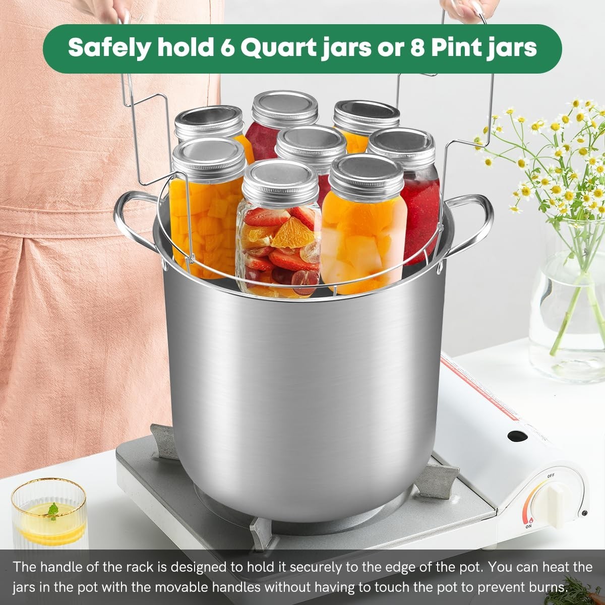 21.5 QT Stainless Steel Canning Pot with Rack & Lid, Starter Kit & 6 Tools Set