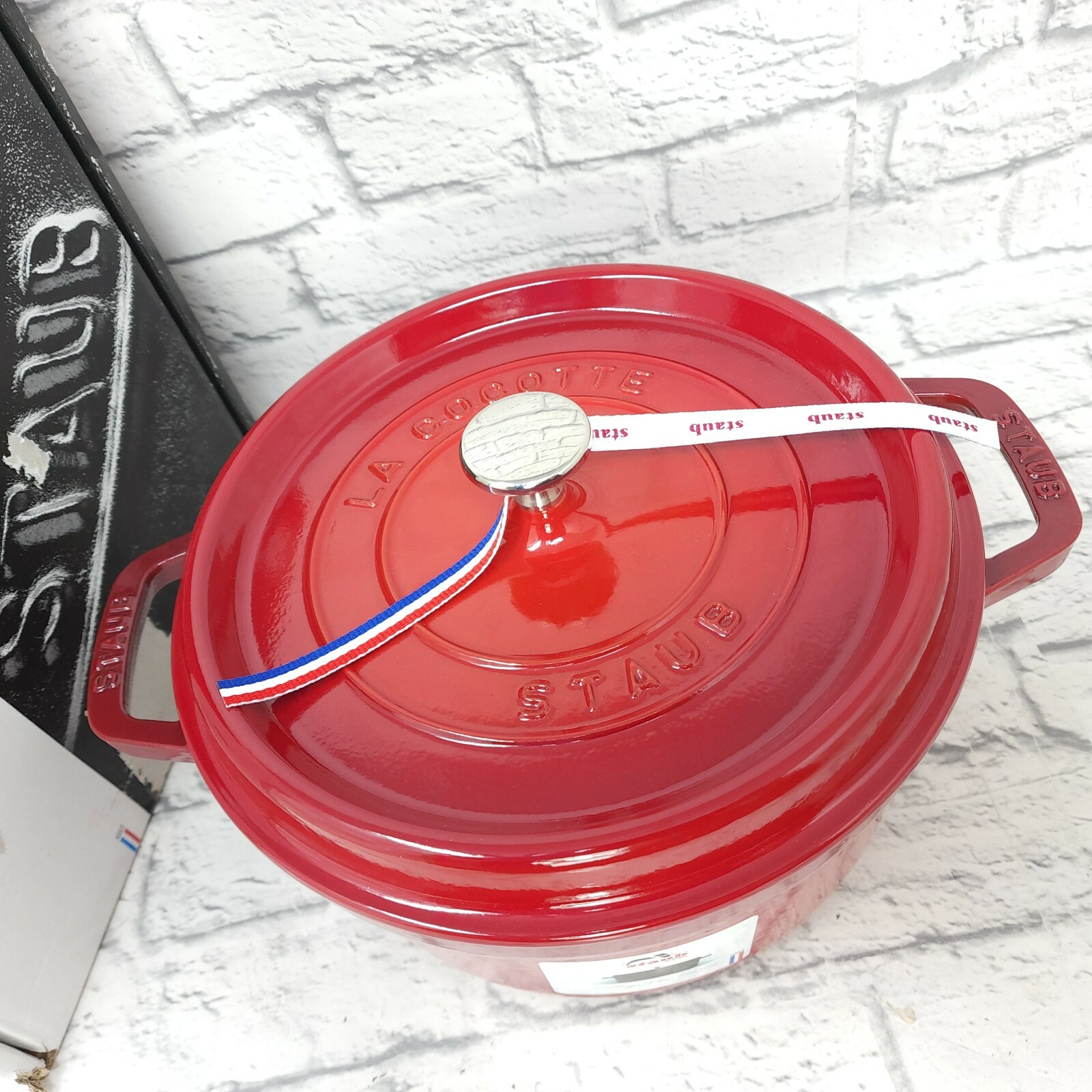 Staub 4 Quart Round Enameled Cast Iron Cocotte, Red Cherry