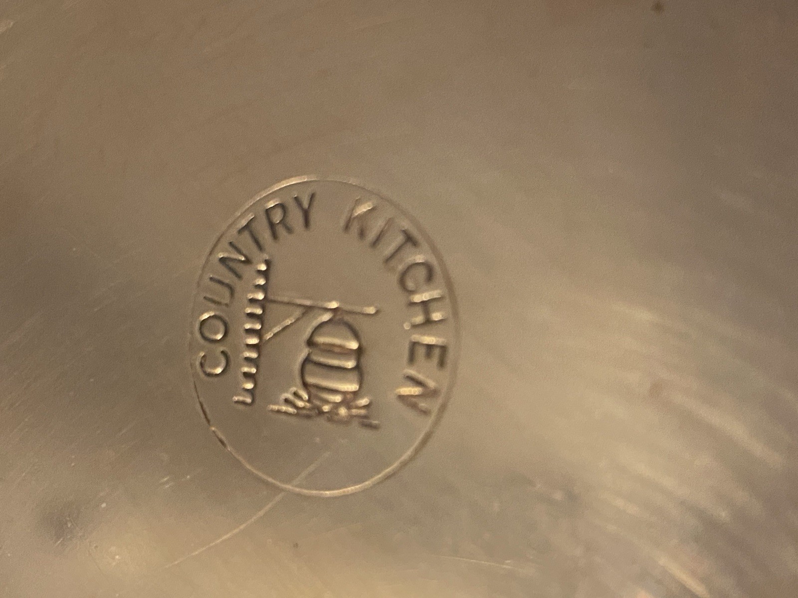 Copper polished tin lined “Country Kitchen” brass hand 2 1/2” x 5” vintage sauce