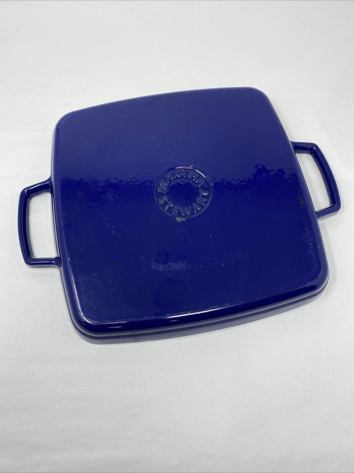 Martha Stewart Cast Iron Square Grill Pan Blue Enamel Double Handles