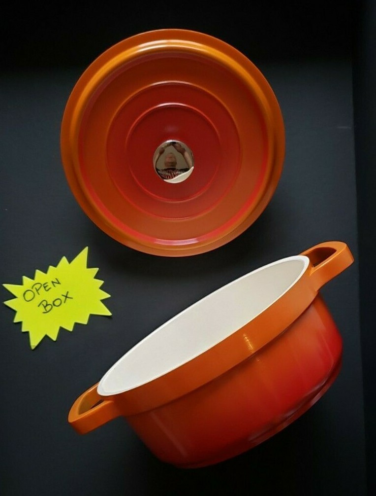 Round Orange Casserole Dutch Oven 3 Liters ROUND DUTCH OVEN PAN ORANGE CERAMIC