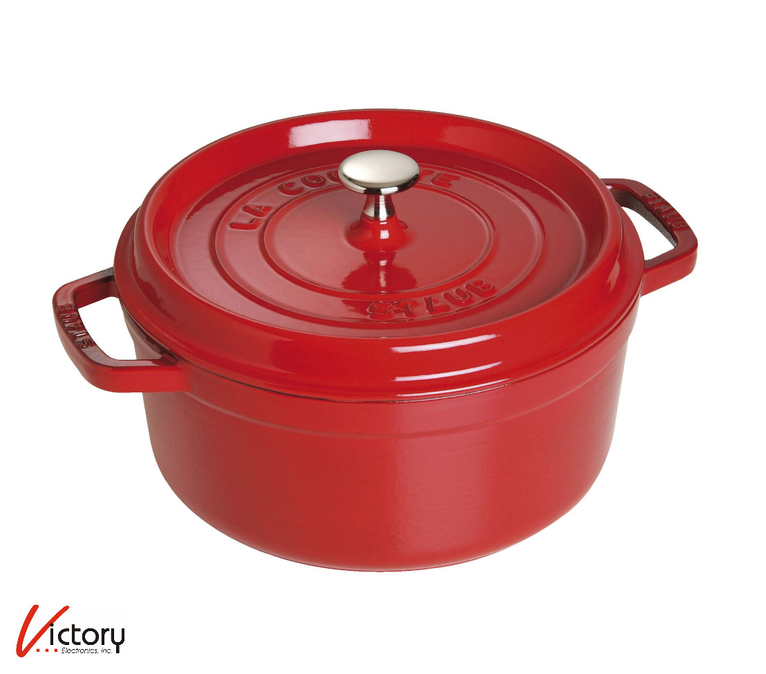 NEW Staub Round Cocotte 3.9 Qt Cast Iron Dutch Oven | 1102406 – Cherry Red