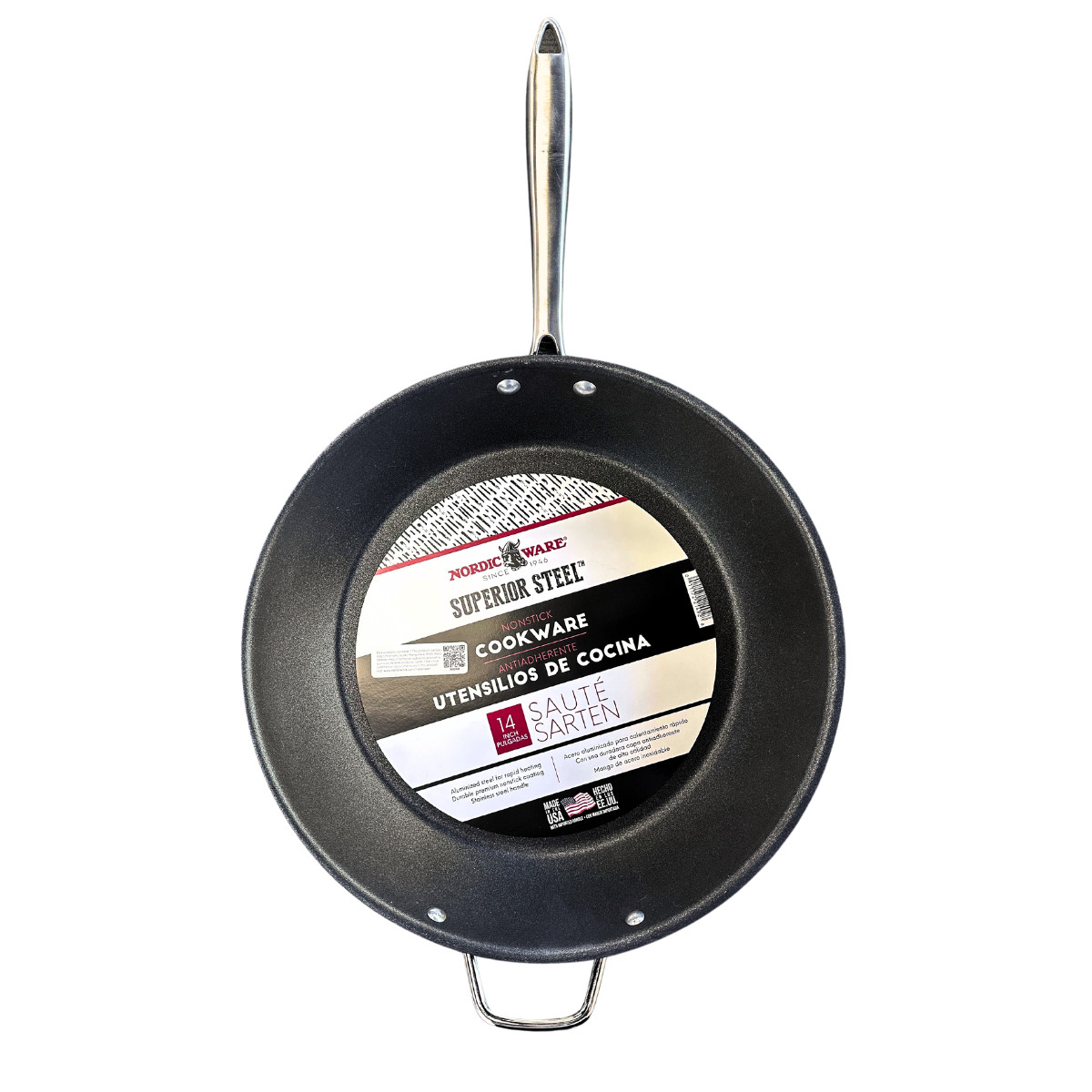 Nordic Ware 14″ Superior Steel Sauté Pan Nonstick Heavy-Duty NSF Certified USA