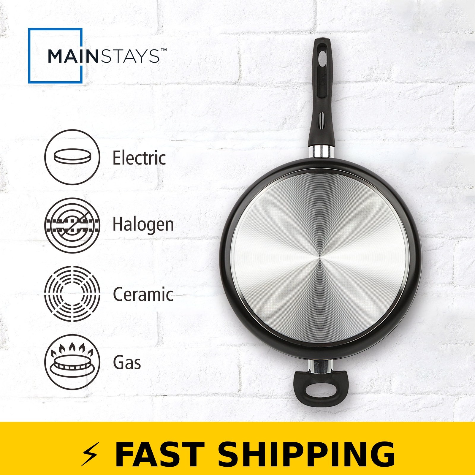 Mainstays 4 Quart Jumbo Cooker Frying Pan with Glass Lid – Black