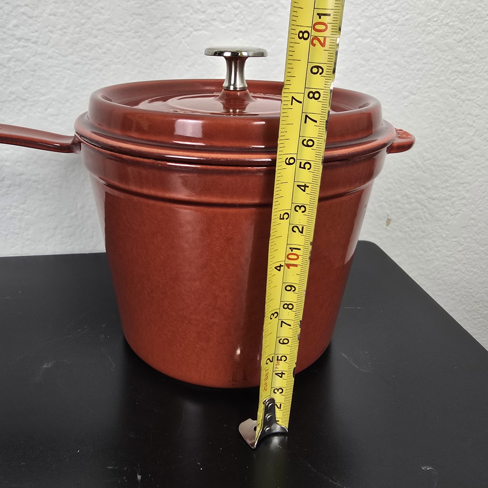 Staub France 18 cm, 3 Qt Rouge Red Enameled Cast Iron Saucepan Integrated Handle