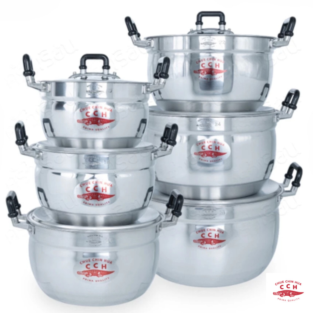 Thai traditional crocodile brand aluminum cooking pot set size 16-26 cm