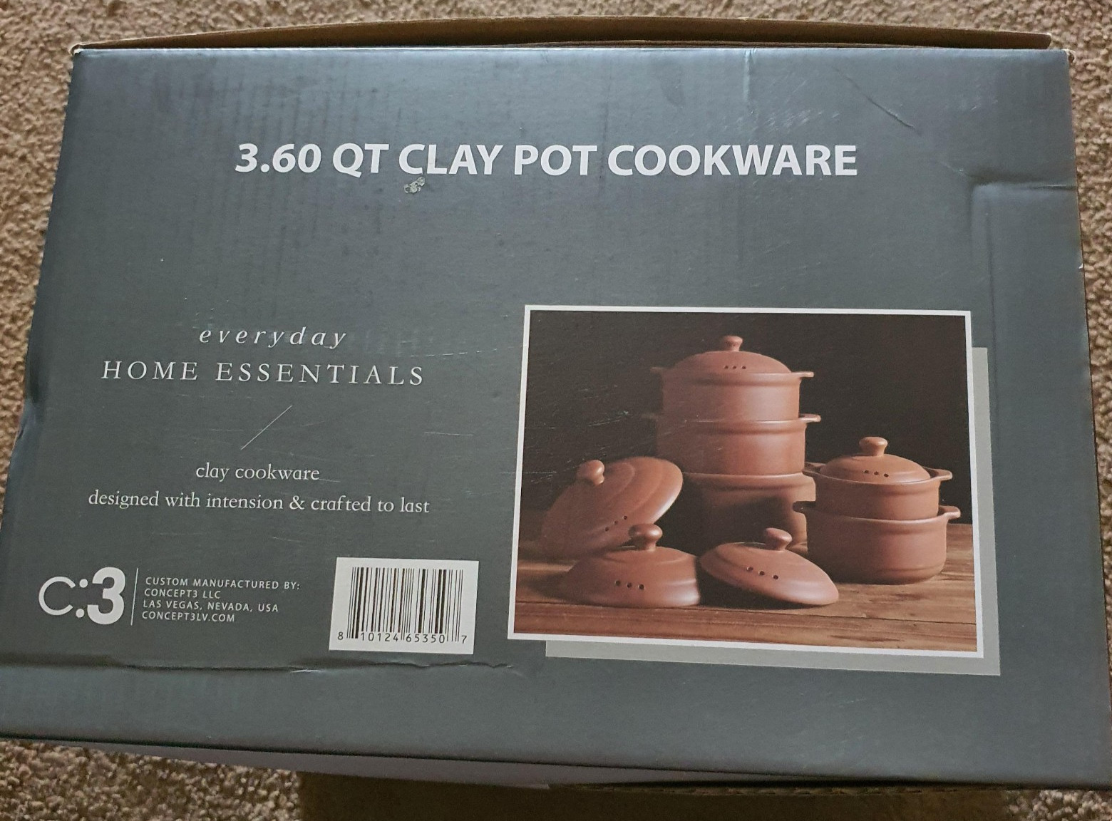Home Essentials 3.60 QT Brown Clay Pot Cookware For Gas Wood Oven Stoves