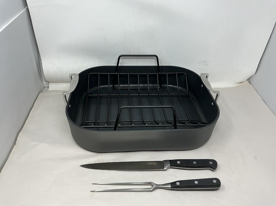 Viking Hard Anodized Aluminum Nonstick Roasting Pan with Non Stick Rack and Carv