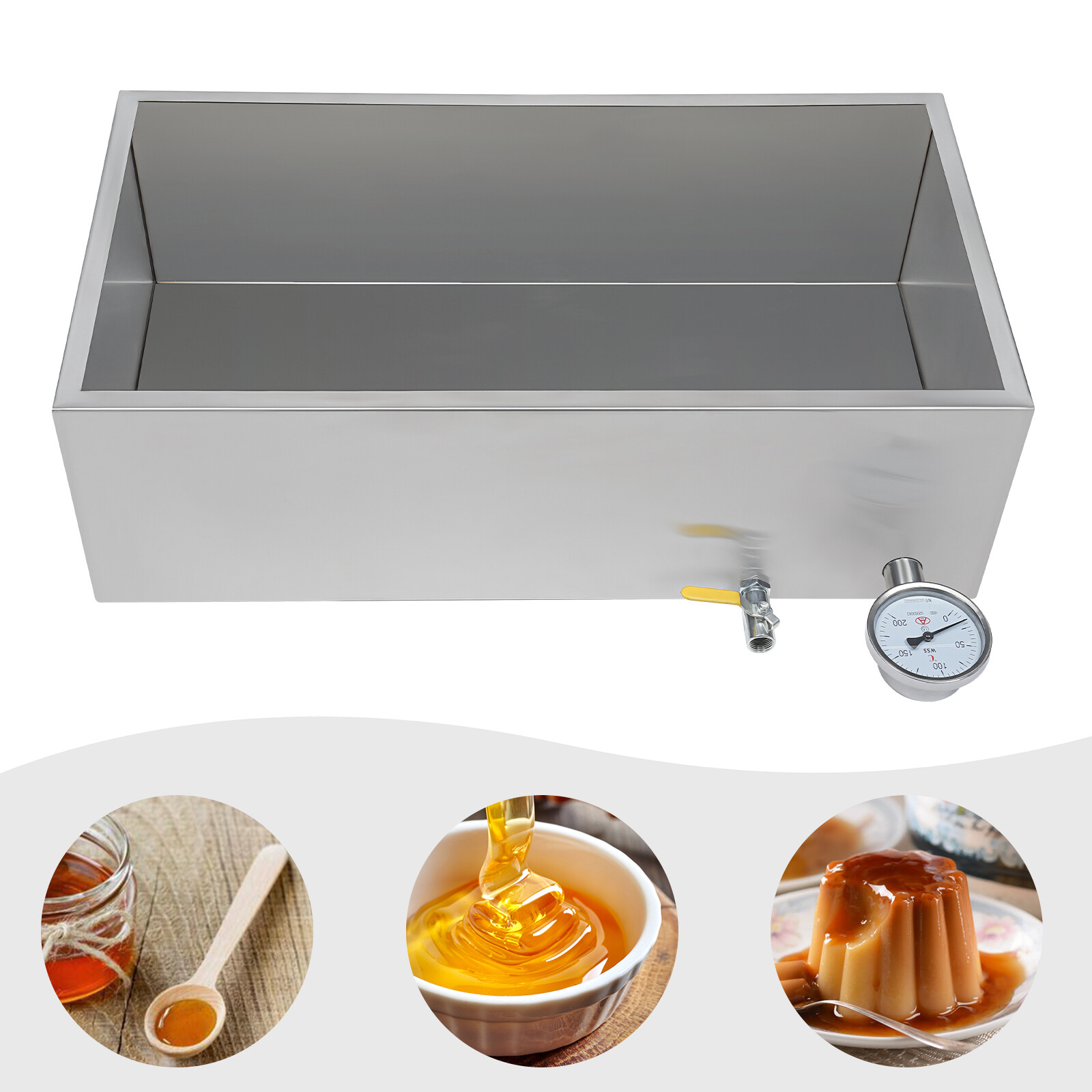 Stainless Steel Maple Syrup Evaporator Pan w Valve and Thermometer Boiling Pan