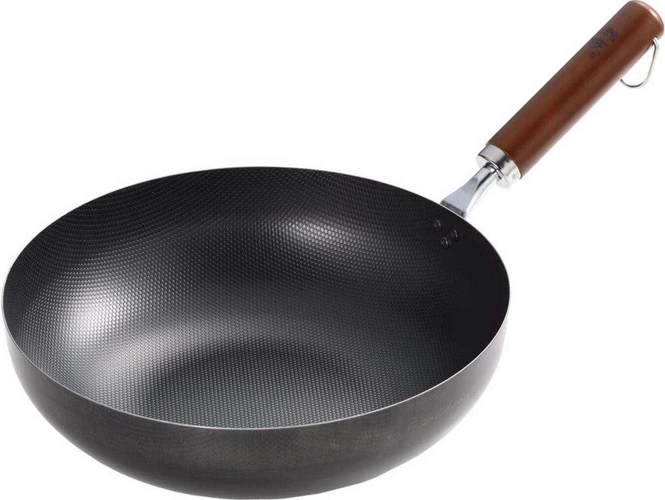 Yoshikawa Japan Stir Fry Pot 28cm Wooden Pattern Black Iron Gogi YJ2354