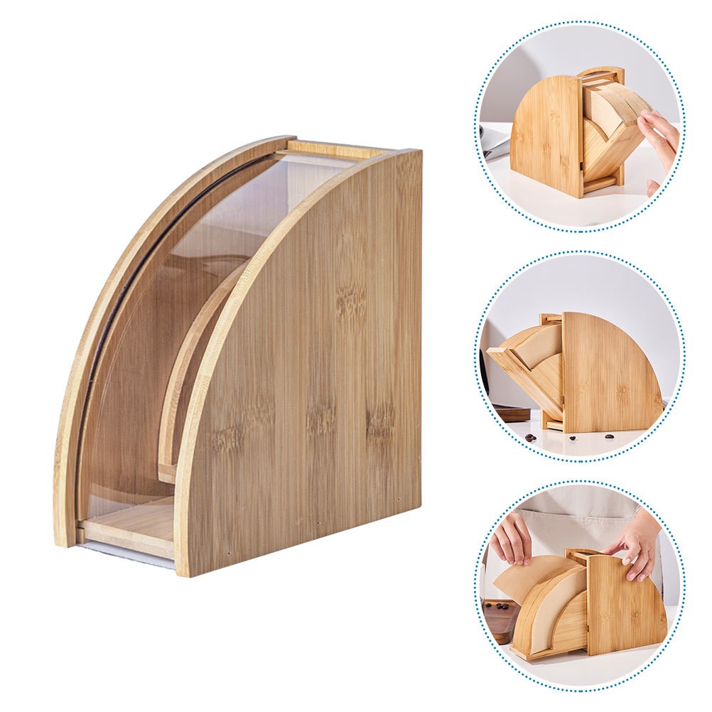 Coffee Filter Storage Holder in Khaki for Home Use with Neat Paper Organization